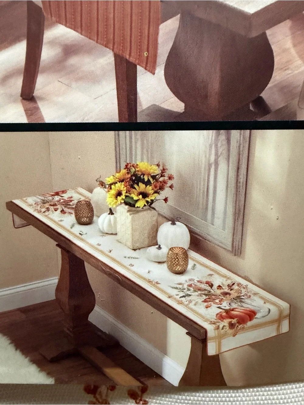 Rachel Zoe Fall Floral & Pumpkin Table Runners in Orange, Gold and Cream (125)